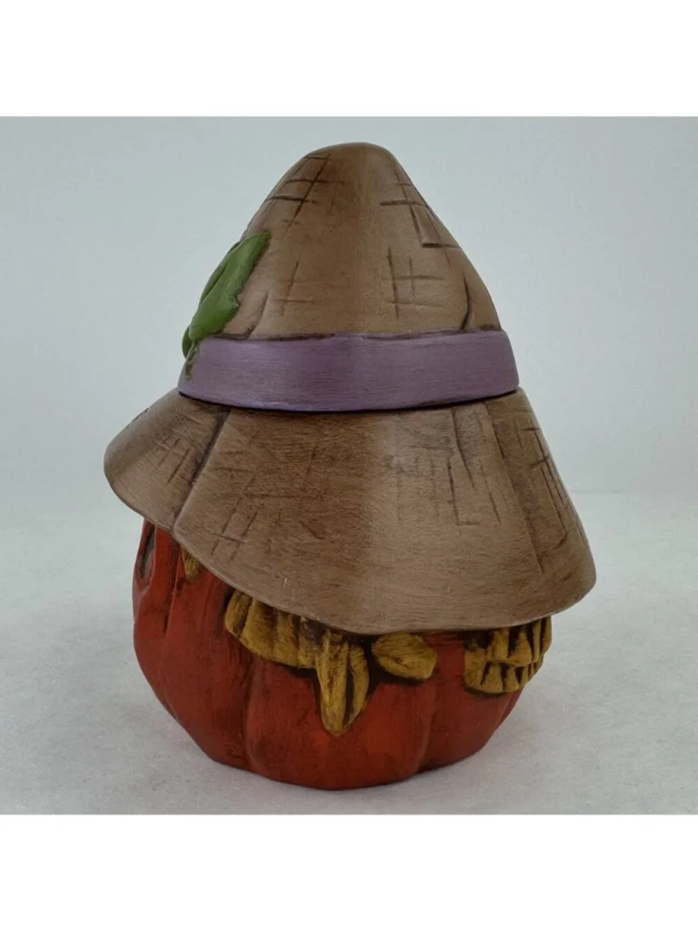 Vtg Hand-Painted Ceramic Pumpkin Jar 5.5